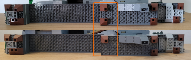 Basisblock vorne vorher (unten), nachher (oben)